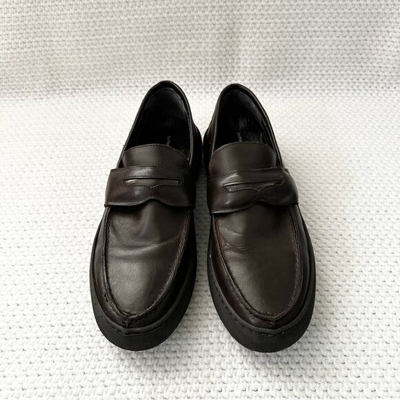 Bottega Marchigiana Italy Brown Leather Chunky Creeper Lug Sole Penny Loafers 41 - Picture 10 of 11